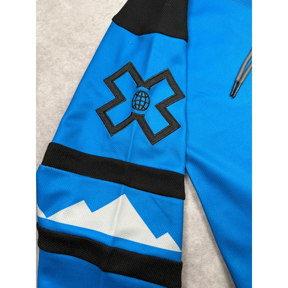 X Games Aspen 2025 Hooded Hockey Jersey Blue Black Lace Up Men M Embroidered - Picture 10 of 16